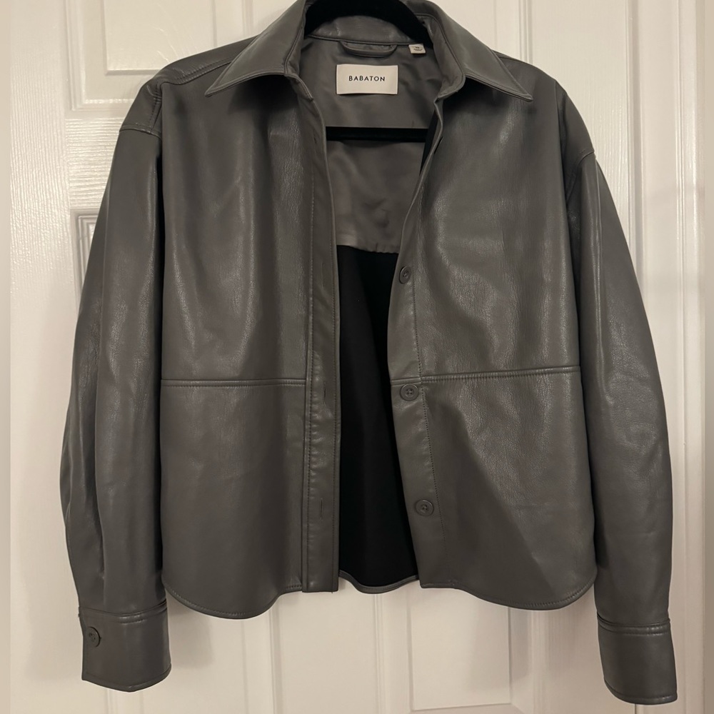 Aritzia Babaton Faux Leather Jacket - Grey
